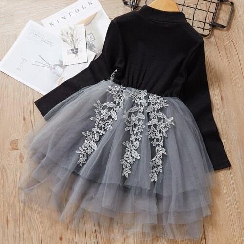 Girls Dress 2020 Children Floral Dresses Girl Clothes Lace Solid Party Dress Knit Sweater Kid Princess Dress 3-7Y