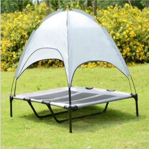 Pet Bed With Canopy Portable Dog Camp Tent Raised Dog Bed With Sun Canopy Double-layer Camp Tent for Dogs Cats Outdoor Camping