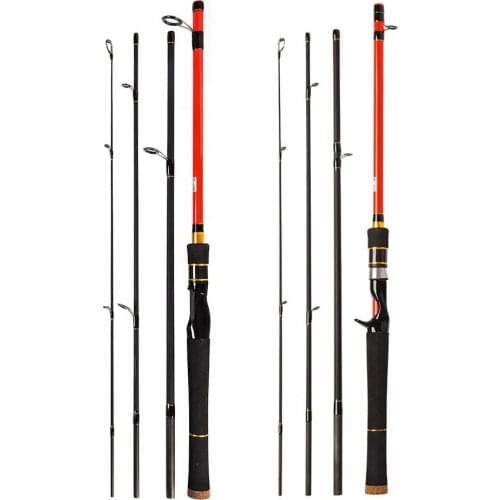 Durable 2.1m 4 Section Carbon Fiber Spinning Casting Fishing Rod Ultra Light Portable Travel Lure Rod Bass Fishing Pole