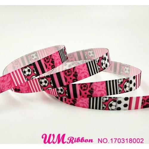 Q&N ribbon 3/8inch 9mm 170318002 football Printed grosgrain ribbon 50yds/roll free shipping