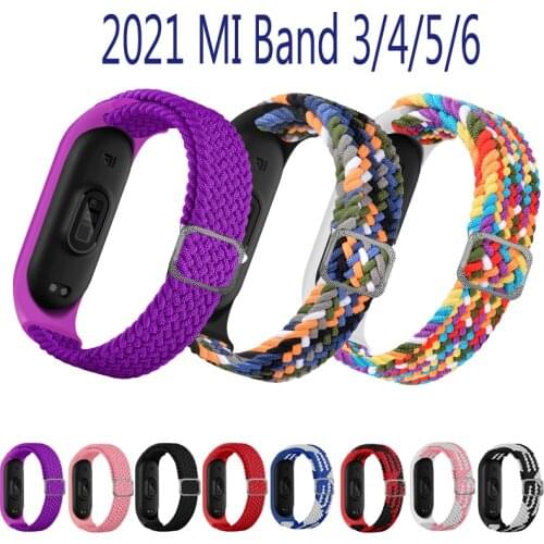 For Mi Band 6 5 4 3 Strap Universal Bracelet Nylon Braided Adjustable Multicolor Sport Solo Loop Smart Xiaomi Fitness Wristwatch