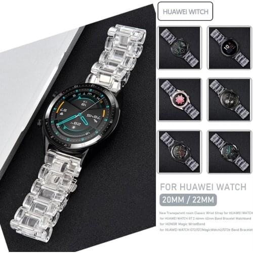 For Huawei Watch GT 2 46mm 42mm GT2 Pro GT2E Strap Silicone Watchband 20/22mm Watch Band Bracelet Transparent Glacier Wristband
