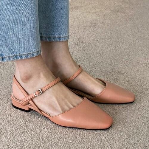 Square Head Sandals Women Wear Low-heeled Buns Muller Semi-slippers Zapatos De Mujer 2020 Plus Size Women Shoes 44 45 46