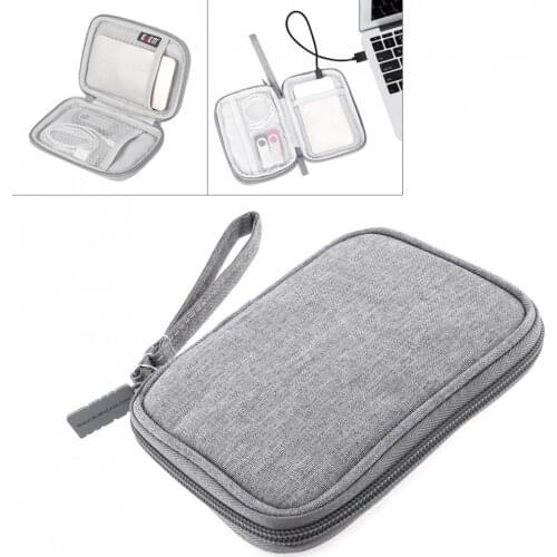 2.5 Inch Gray Digital Cable Storage Bag Earphone Wire Bag Hard Disk Hard Drive Disk Cover Protector for Storage