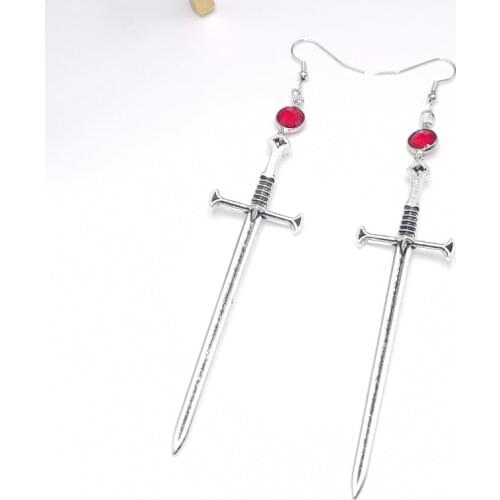 1 Pair of Vintage Gothic Sword Earrings Female Punk Earrings Unusual Hoop Earrings for Female Jewelry