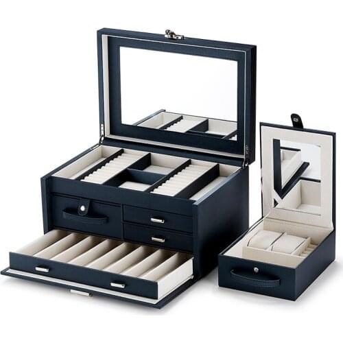 Locking Large Capacity Jewelry Box Princess European Korea Luxury Jewelry Storage Box Wedding Gifts Multi-Layer Dressing Case WF