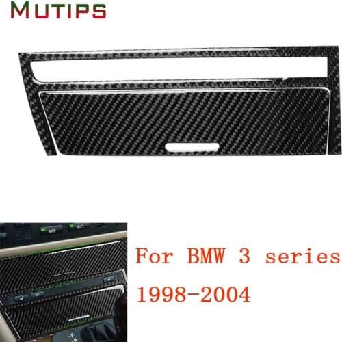 Mutips car center console cigarette lighter trim AUX Panel cover carbon fiber sticker accessories for BMW 3 series e46 1998-2004
