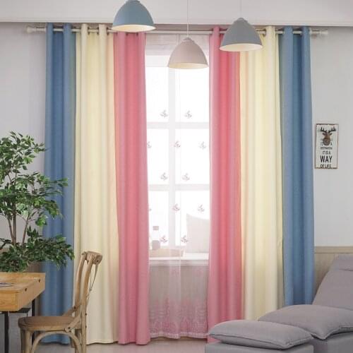 Mesmondsa Girls Room Curtain Childrens Room Solid Color Stitching Custom Shading Curtains for Living Dining Room Bedroom