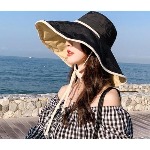 6 New Arrival Big Eaves Sun Hats Women Bucket Hats Summer nd Autumn Adult Outdoor Windproof Hat Fisherman Hat With Wind Rope