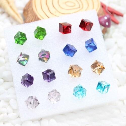 Mutil Color Crystal Stud Earring For Women Square Stone Earrings Outstanding Earing Women Jewelry Gift Brinco