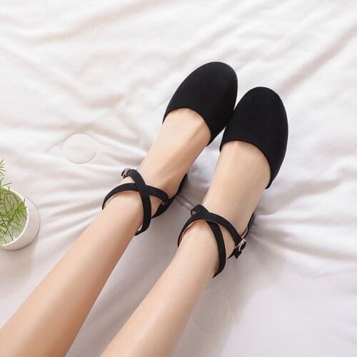 2020 New High Heels Women Mary Janes Shoes Mid Heel Spring Footwear Summer Party Wedding Womens Pumps Big Size 33-43