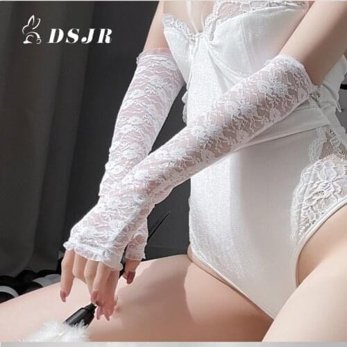 1 Pair Women New Sexy Lace Hollow-Out Length Half-finger Perspective Gloves Fishnet Mesh Erotic Temptation Exotic Accessories