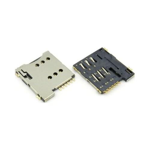 10pcs SIM card slot Micro SIM 6P 6-Pin card Holder adapter connect use for phone self push Type
