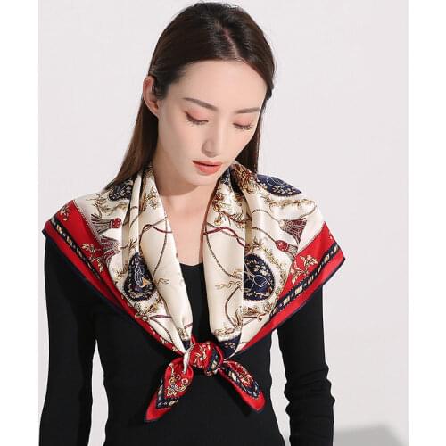 100% Real Silk Square Scarf For Women Print Pure Natural Silk Scarves Shawls Bandana Ladies Handkerchief Neckscarf 88x88cm