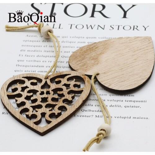 12pcs/Box 6x5.5cm Heart-Shaped Natural Wooden Christmas Tree Pendant Ornaments Diy Handmade Fashion Home Decoration Scrapbook