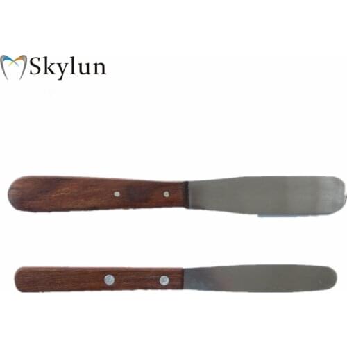 2PCS Dental spatula Gypsum tone wooden handle knife metal spatula plaster mixing knife dental impression materials SL507