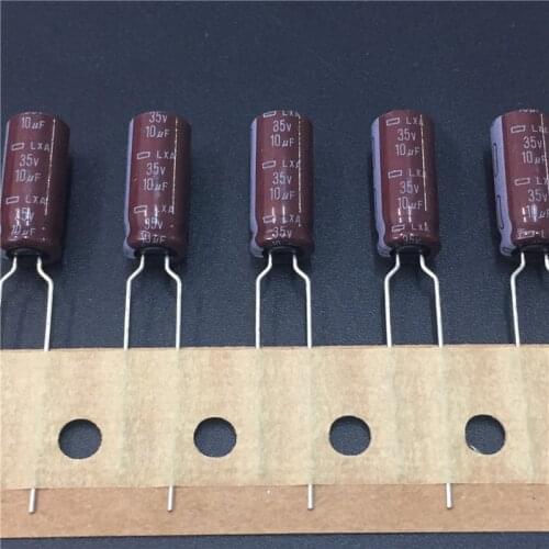 100pcs 10uF 35V NIPPON NCC LXA Series 6.3x15mm 35V10uF Aluminum Electrolytic Capacitor