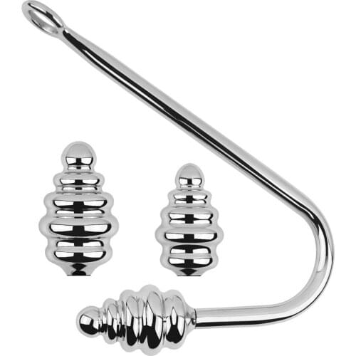 Stainless Steel Spira Anal Hook S/M/L 3 Balls G Spot Wand Massager Metal Butt Plug Dilator Prostate Massager Sex Toy for Couple