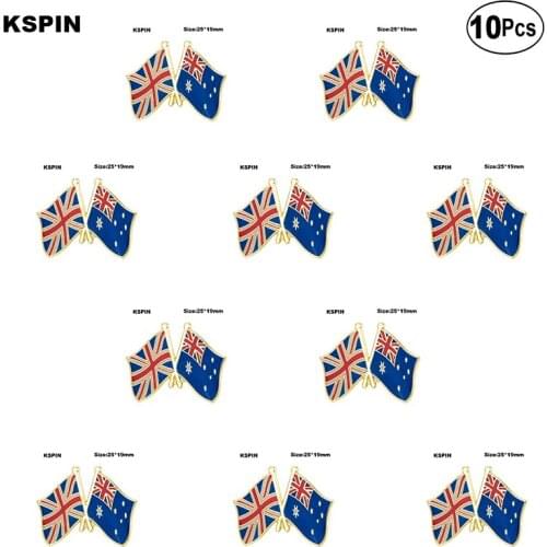 United Kingdom & Australia Friendship Flag Lapel Pin Flag badge Brooch Pins Badges 10Pcs a Lot