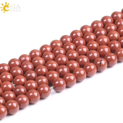 CSJA Natural Red Stone Loose Stones Beads Round Ball 4 6 8mm Pick Size Fit DIY Necklaces or Bracelets Fashion Charm Jewelry F222