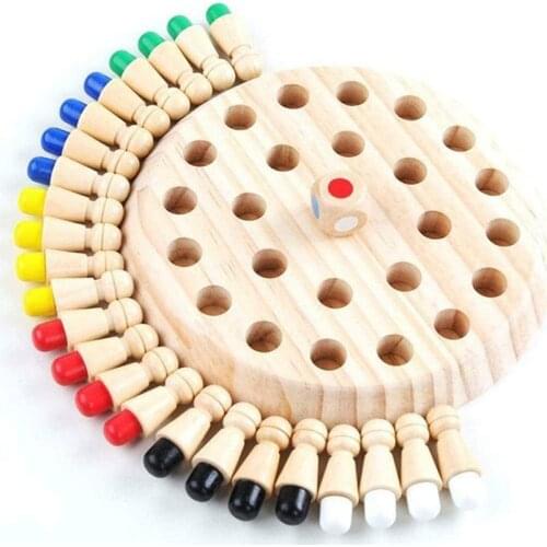 Kids Wooden Color Memory Match Chess Game Board Sets Montessori Education Toy Cognitive Ability Learning Puzzles Boy Girls Gift