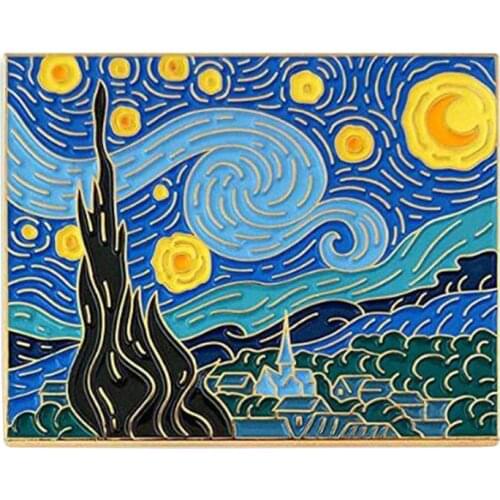 Starry Night Painting Enamel Pin Van Gogh Art Collection Gift
