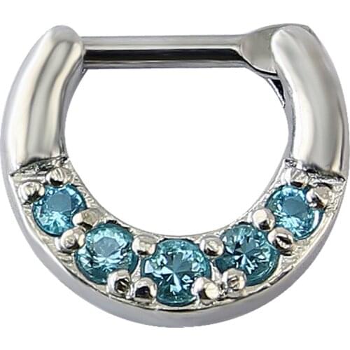 Septum Clicker Nose Ring With Rhinestone Zirconia Circular Barbells Horseshoe For Women Surgical Steel Septum Ring Real Piercing