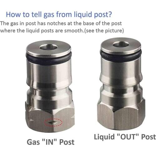 LBER Ball Lock Post and 4 pets, 2 O Rings, 304 Stainless Steel 19/32 inch-18 Gas & Liquid Corny Keg Adapter Kit