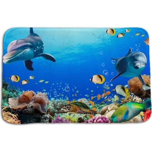 Carpet Doormat Funny Kitchen Entrance Door Mat Anti-slip Floor Rug Bathroom Area Hallway 50x80cm Ocean Deaign Printing Design