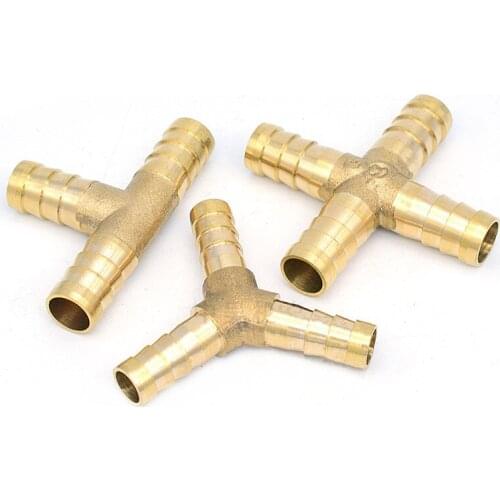 Brass Barb Pipe Fitting 2 3 4 way connector For 4mm 5mm 6mm 8mm 10mm 12mm 16mm 19mm hose copper Pagoda Water Tube Fittings