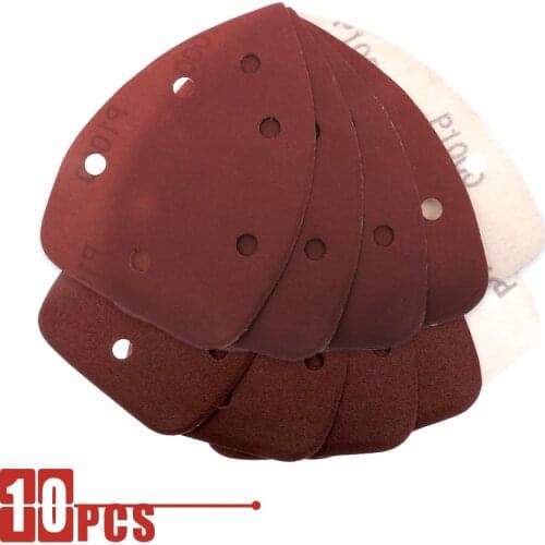 Sanding Sheets 140*140*98mm Triangle Red Sandpaper Hook & Loop 40 -1000 Grits Abrasive Sanding Disc For Wood Sanding(10Pcs)