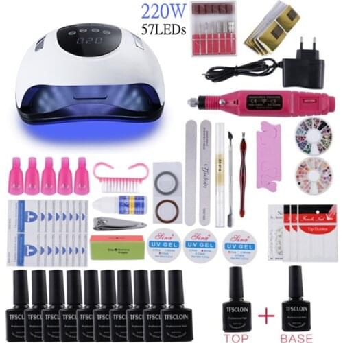 Nail Set Nail Dryer Choose 18/10 Color Soak-off Gel Nail Polish Kit Electric Nail Drill Machine Manicure Set Nails Decoration