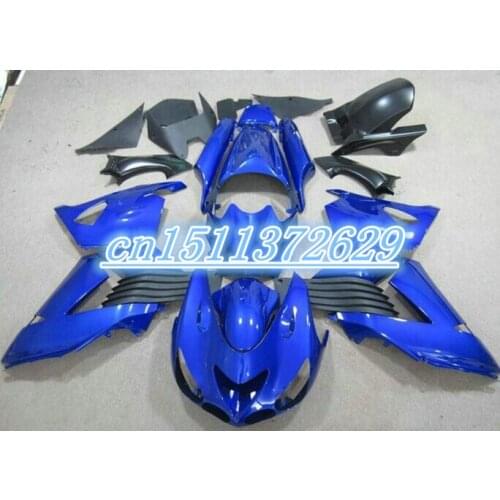 Dor-Hot sale ABS fairings for Kawasaki ninja ZX14 2006-2011 fairing kit ZX14R 06-11 blue flames black D injection