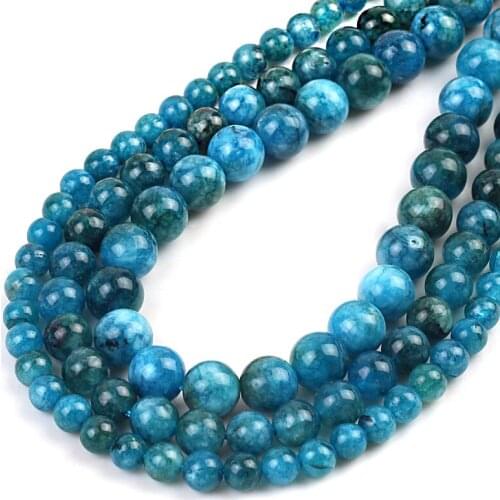 Wholesale Natural Stone Dark Blue Chalcedony Jades Beads Round Loose Spacer Beads for Jewelry Making DIY Bracelets 6/8/10mm
