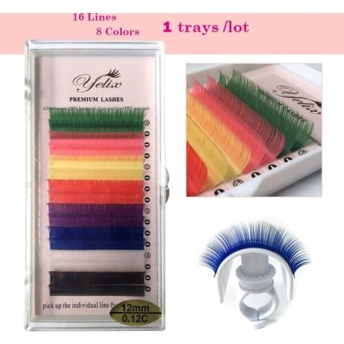 Wholesale Mixed 8 Color Individual Eyelash Extension Soft Natural Faux Mink Rainbow Eyelash Makeup Beauty Stage Styling Lash