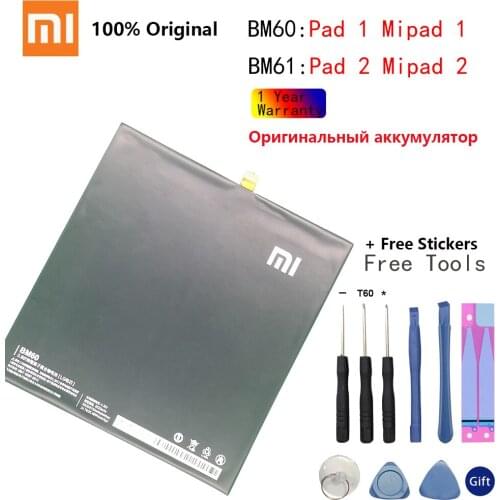 Original Battery BM60 BM61 For Xiaomi Pad 1 Mipad 1 A0101 6520mAh For Xiaomi Pad 2 Mipad 2 7.9 inch A0101 6010mAh Battery +Tools