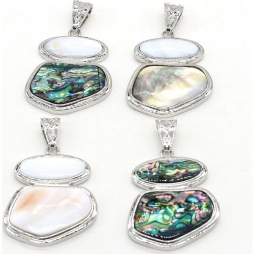 Natural Shell Pendant Irregular shape Mother of Pearl Splicing Abalone Shell charms For jewelry making DIY Necklace accessories