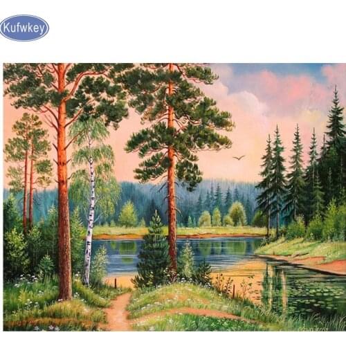 Full,Diamond Embroidery,diy Diamond Painting"green tree"Cross Stitch,Diamond Mosaic landscape,Needlework,Crafts,home decor