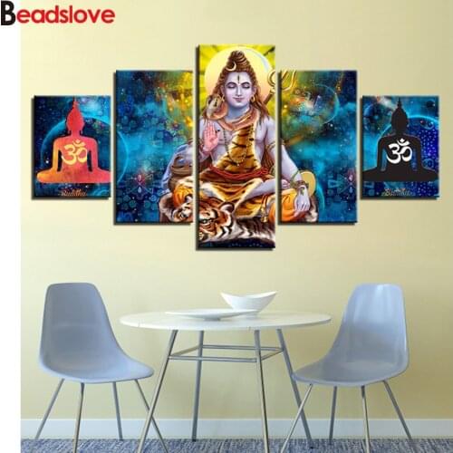 Full drill cross stitch 5d embroidery diamond painting Hindu Lord Shiva Painting mosaic pictures of rhinestones 5pcs