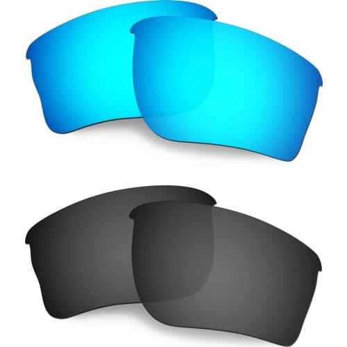 HKUCO Polarized Replacement Lenses For Quarter Jacket Sunglasses Blue/Black 2 Pairs