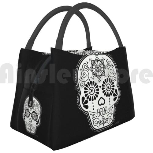 Portable Insulation Bag Día De Muertos Calavera ? Mexican Sugar Skull – White On Black Palette Sugar Skull