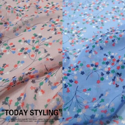 LEO&LIN Large and Wide 2-Color Small Flower Silk Georgette Chiffon Shirt Skirt Clothing Fabric DIY Patchwork Tissue