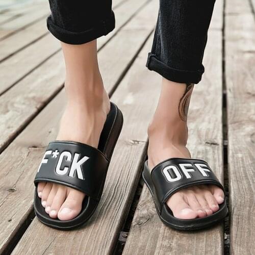 Men Slides Slippers Casual Bathroom Sandals Men Indoor & Outdoor Slippers Soft Sole Ladies Flip Flops Black White Couples Shoes