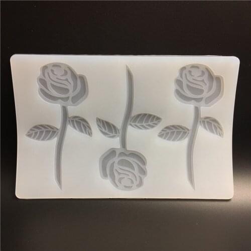 3 Cavity Chocolate Insert Rose Flower Fondant Silicone White Cake Mold Chocolate Baking Decorating Tools #57