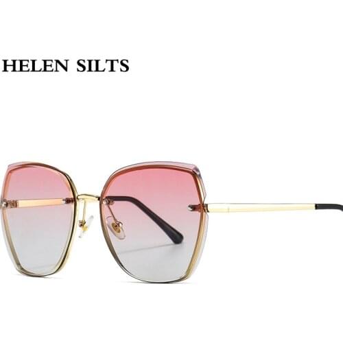 Fashion Rimless Sunglasses Women Oversized Square Sunglasses For Female Colorful Gradient Eyewear Men Shades UV400 oculos H120