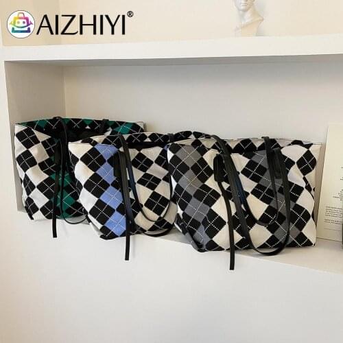 Girl Tote Handbags Fashion Women Canvas Plaid Pattern Printing Shopping Shoulder Bag Ladies Casual Large Capacity Tote Handbags