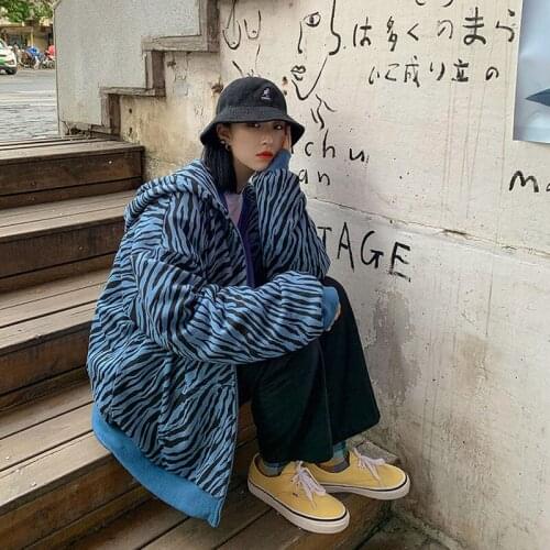 Hoodies Zebra Pattern Print Y2K Loose Plus Thick Harajuku Streetwear Women Sweatshirt Casual Gothic Punk Korean Vintage Clothes