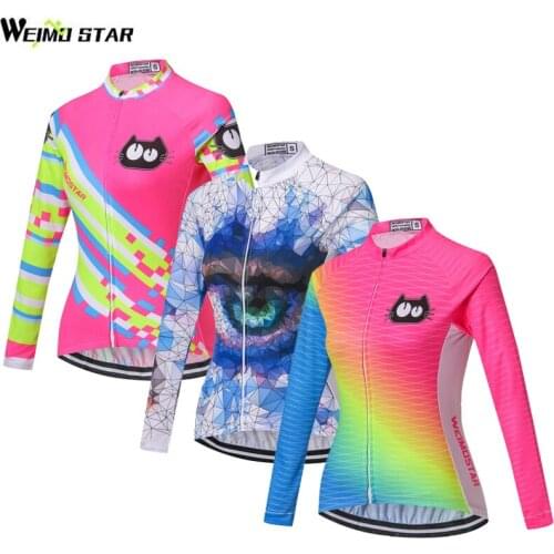 WEIMOSTAR Womens Cycling Clothing Ropa Ciclismo Bike Jersey Bicycle Long Sleeve Cycling Jersey Quick Dry Biking Shirt Tops S-XXL