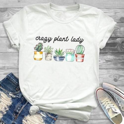Women Graphic Harajuku T-shirt Fashion Free Hug Plants Print Cactus Femme T-shirts Streetwear Camisas Women Plus Size T-shirts