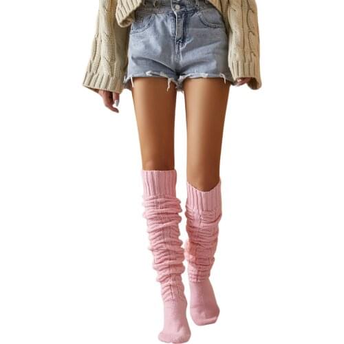 Women Stockings Autumn Winter Over Knee Stockings Sexy Warm Thick Long Knit Stockings Female Cable Long Boot Thigh-High Socks